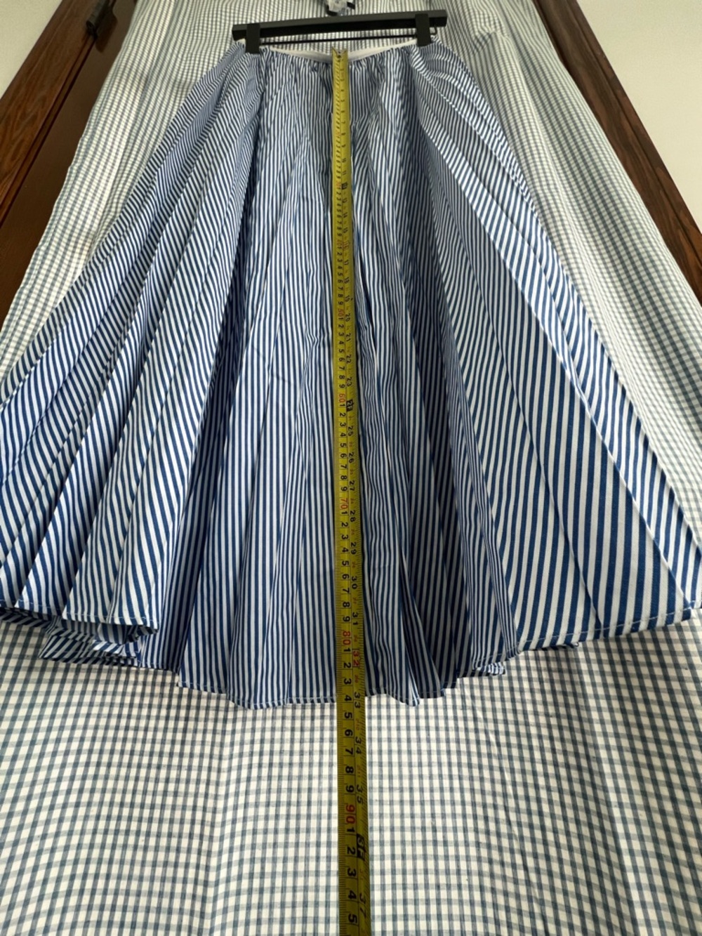 Never Worn J. Crew Blue and White Striped A-Line Midi Skirt - Picture 5 of 5